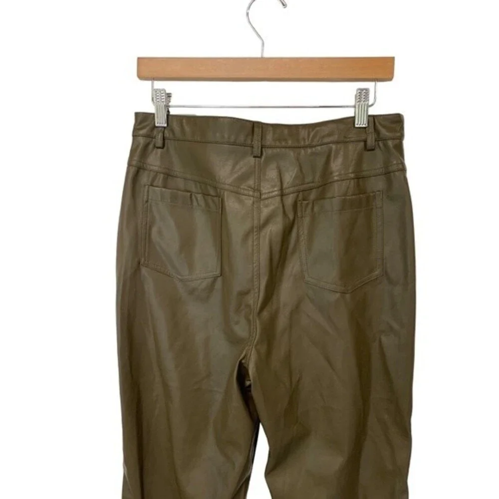 NWT LUCY PARIS‎ | Faux Leather Flat Front Crop Olive Green Pants M